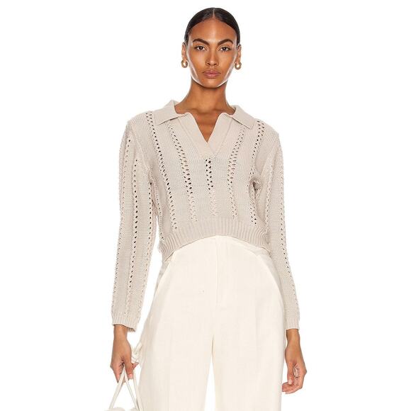 Jonathan Simkhai Berenice Polo Sweater Egret - Small - Picture 1 of 4